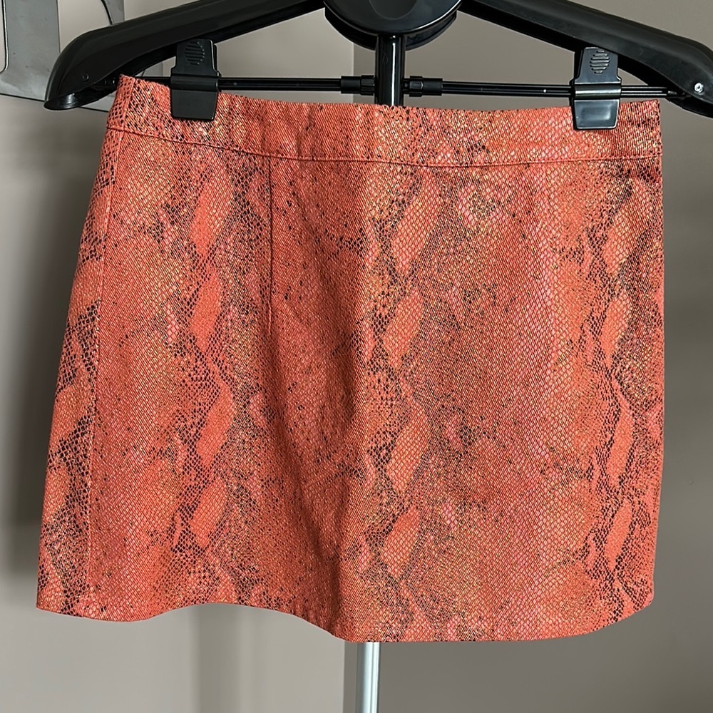 Lulu's Red Brick Snake Print Denim Mini Skirt Cruise Wear Resort Wear